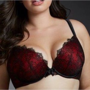 TORRID Insanely SEXY Eyelash Lace Edged Padded Push Up Deep Plunge Bra 44DD